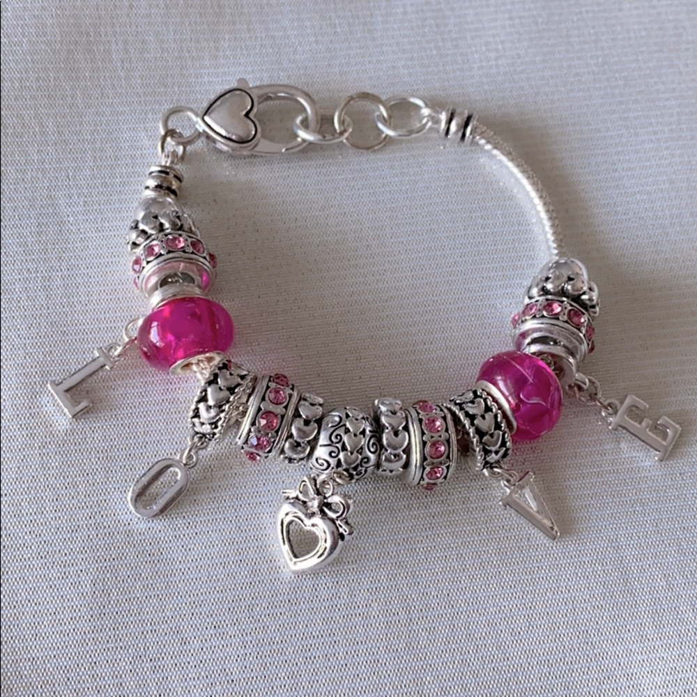 LOVE pink and silver bracelet 💗